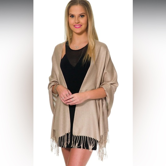 Pashmina Shawl, Coral - Picture 2 of 10